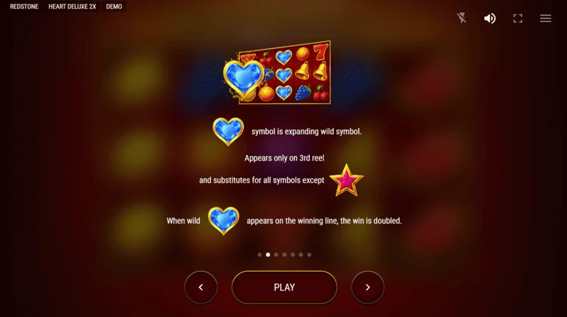 Heart Deluxe 2x – Set ng mga simbolo: pitong, kampana, prutas