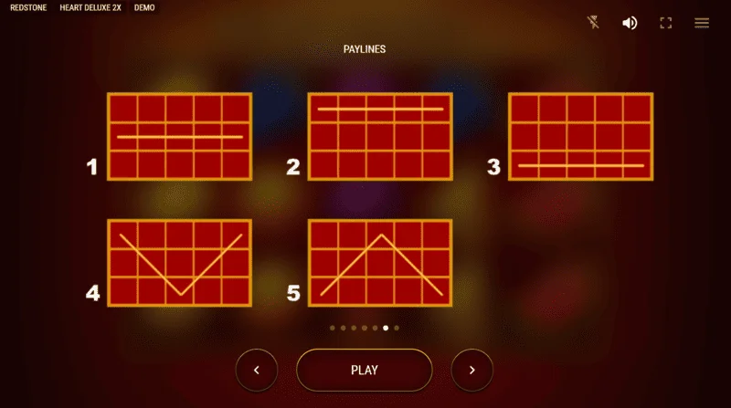 Heart Deluxe 2x – Scheme ng limang panalong linya mula kaliwa hanggang kanan